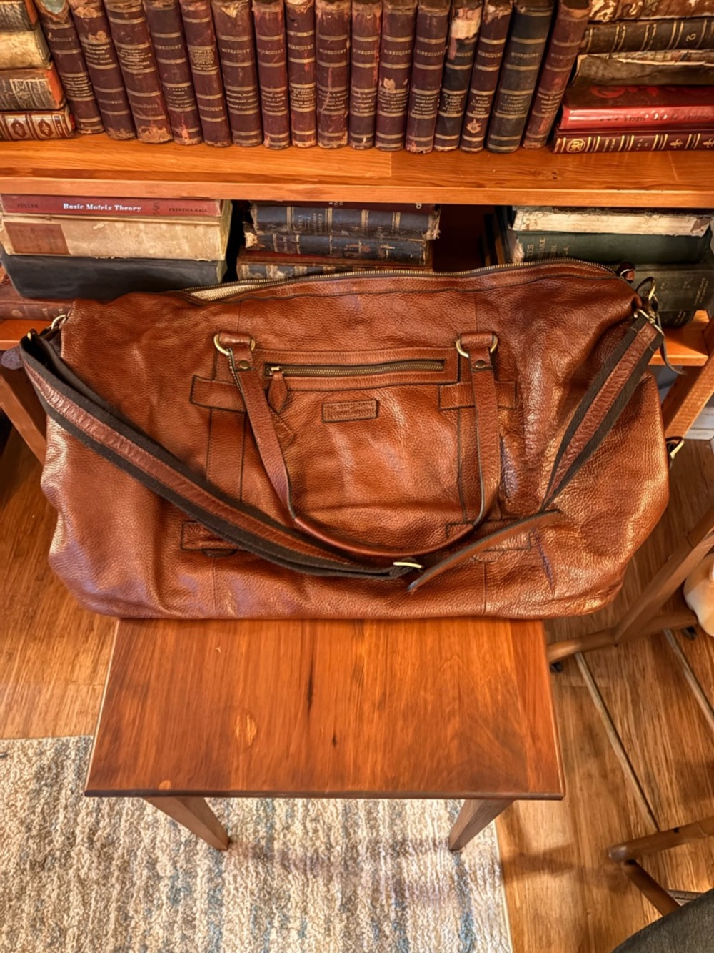 Vintage Anonimo Florentino Large Weekender Bag Cognac Brown Thick Italy Leather